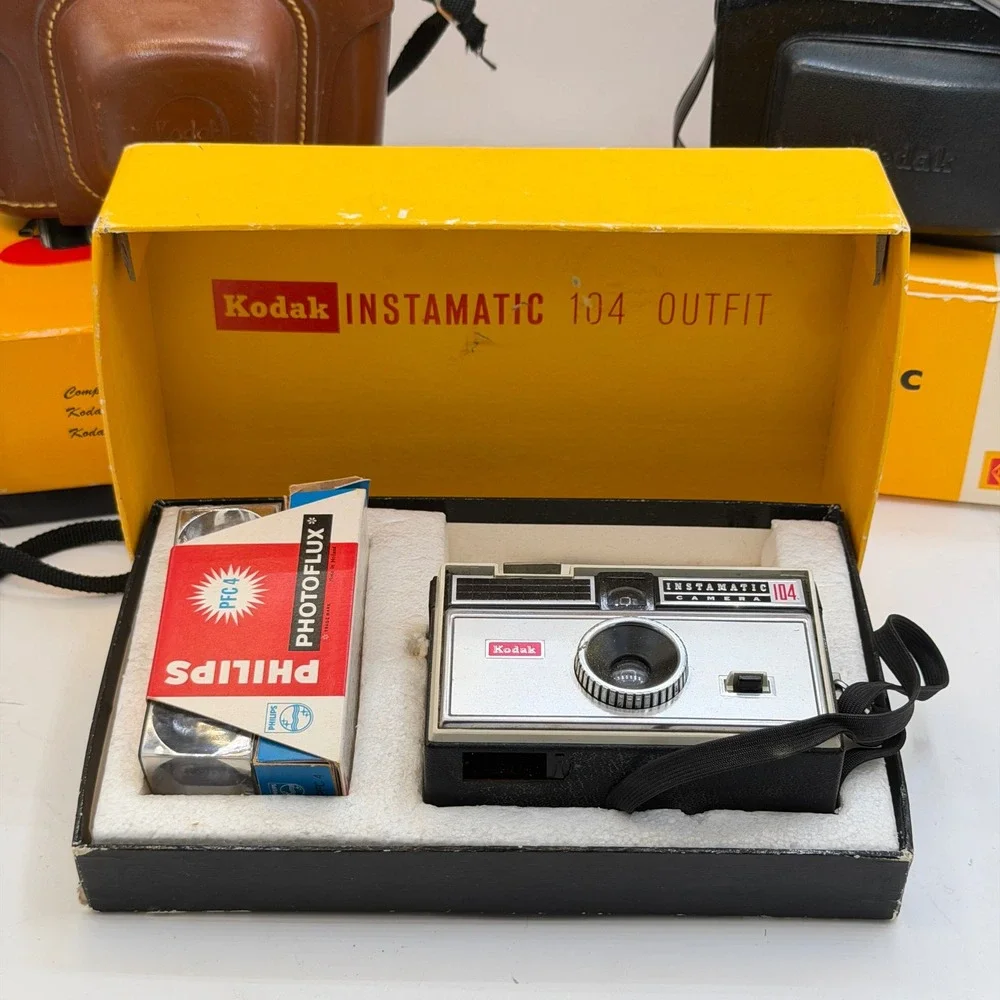 Vintage Kodak Camera Lot Pony 828 Instamatic 104 Outfit 76X with Cases Boxes